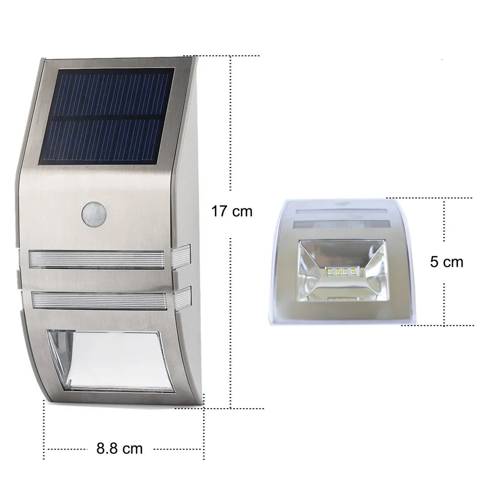LED Solar Light Solar Garden fence Light 5 LEDS for Wall Patio Pathway, Fence Stairs Stainless Steel Waterproof Outdoor Light with Motion Sensor (9)