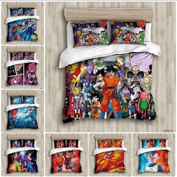 

2020 Anime Dragon Ball Cartoon Family of duvet cover set single bed double bed Twin Double Queen King Bed Linen
