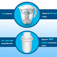 ALTHY 3.5L Mineral Alkali Water Pitcher Filter - 400L Long-Life Filters - Alkalizer Purifier Filtration System +pH -ORP 4