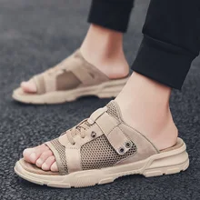 Летние новые стильные мужские сандалии из сетчатого материала; Модные мужские повседневные сандалии