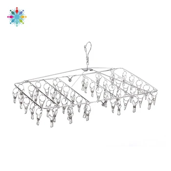 

Stainless Steel Bold 52 Clip Sock Rack Multi Clip Sun Drying Rack Multi Function Clothes Drying Rack W118