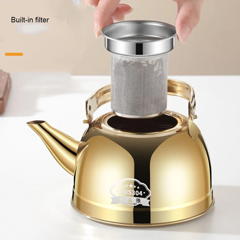 1.8L/2.4L 304 Stainless Steel Teapot With Filter Large Capacity Boiling Kettle For Restaurant Hotel Home Boiling Teapot