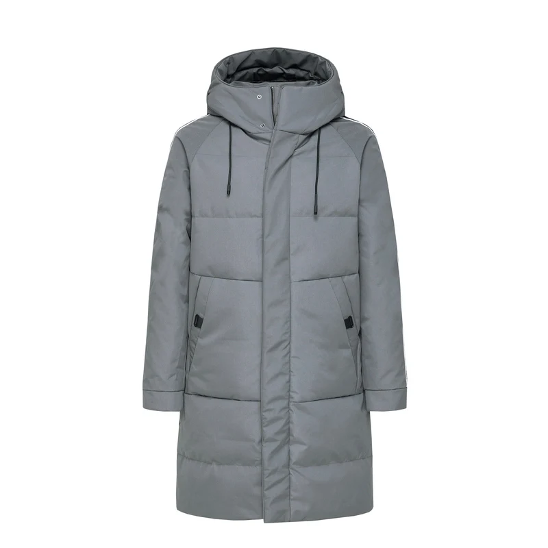 Semir, длинный пуховик для мужчин, молодых, зимняя, мужская, тренд, плетение, полоса пропускания, свободная, ветрозащитная куртка, Толстая куртка - Цвет: Medium ash