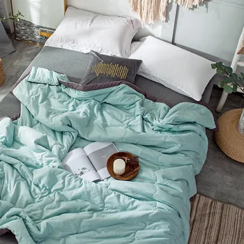 

Washed Cotton Summer Thin Quilt Bedspread Children Adult Quilt Pure Color Super Soft Sleeping Cozy Breathable Home Textile Quilt