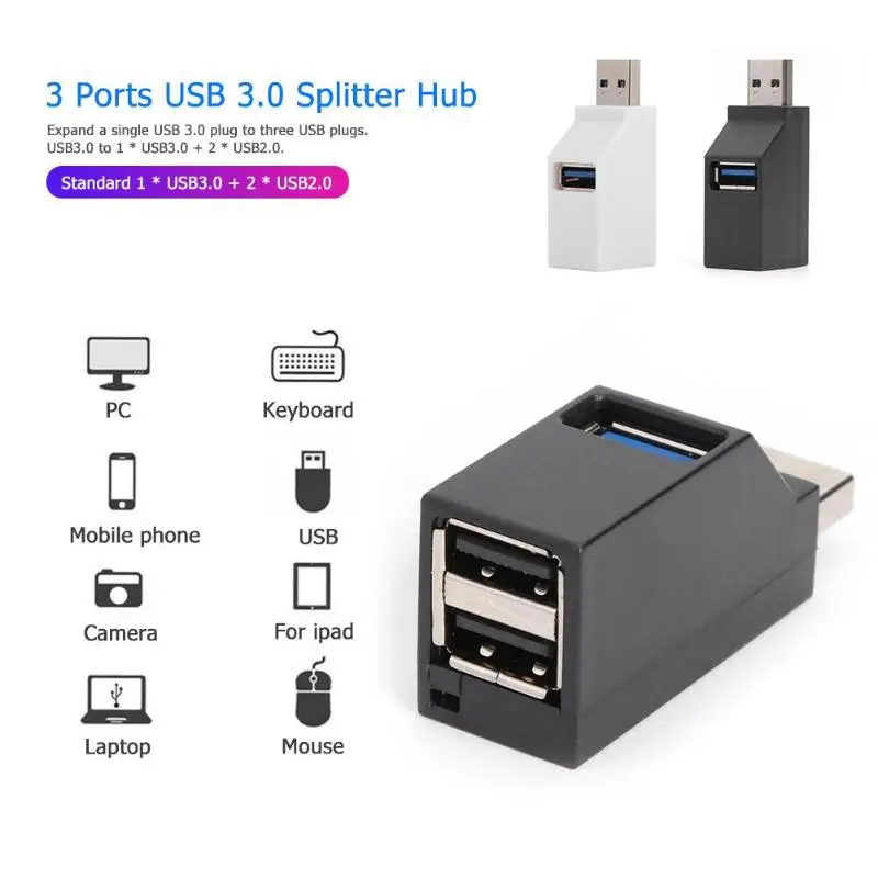 3 порта usb-хаб простой удобный твердый USB 3,0 до 1xUSB3. 0+ 2xUSB2. 0 адаптер конвертер для ПК компьютера