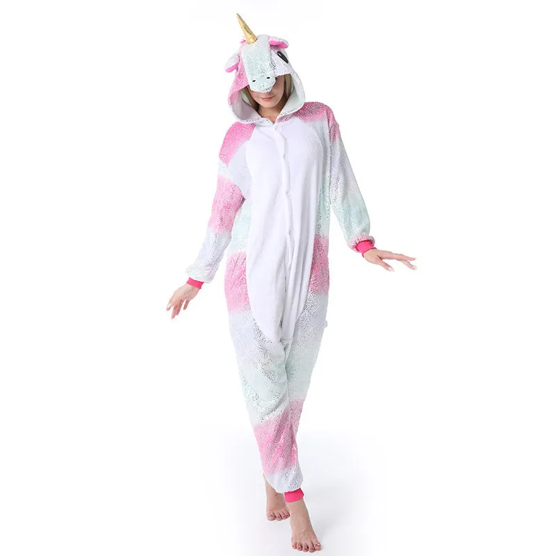 Единорог комбинезоны для девочек и мальчиков сезон зима стежка Totoro Panda Onesie женщин