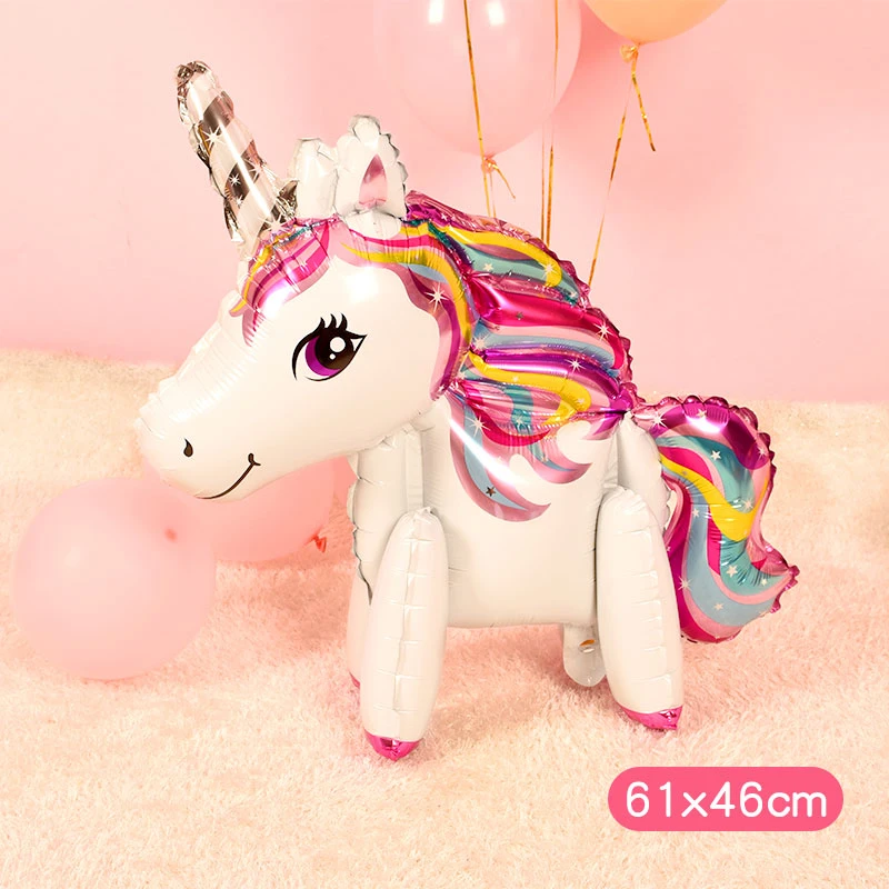 Единорог вечерние воздушные шары украшения 3d Unicornio прогулки животных фольги воздушный шар День рождения, детский душ девочка дети Декор игрушки подарки