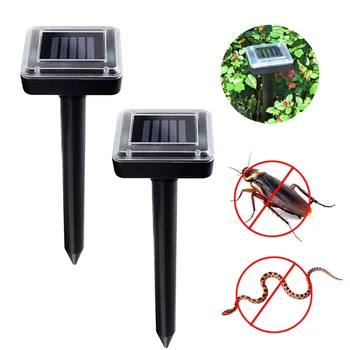 

2pcs Solar Ultrasonic Pest Repellents Mouse Mole Insect Pest Rodent Repellent Repeller Outdoor Lamp Garden Yard No Harm