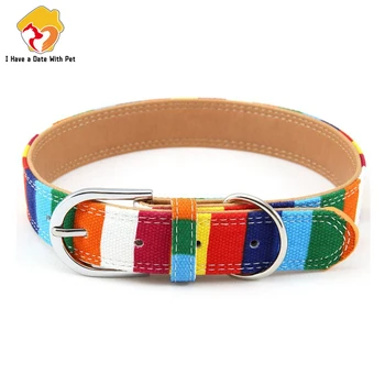 

Pet Product Padded Big Dog Collar Personalized Canvas&Leather Puppy Cat Necklace for Small Medium Large Dog Chihuahua Collars