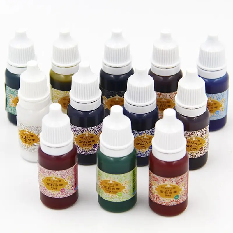 12 Colors UV Resin Ultraviolet Curing Resin Liquid Pigment Dye Handmade Art Craft