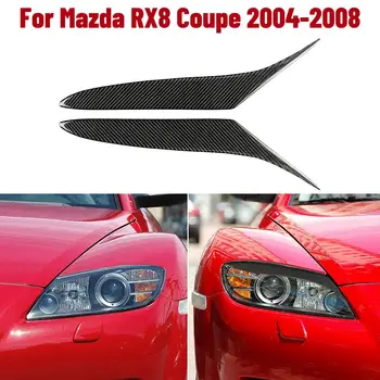 

2PCS Eyebrows Eyelids Trim Cover for Mazda RX-8 RX8 2004-2008 Carbon Fiber Car Headlight Headlamp Eyelids Trim Cover Car Sticker