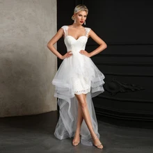 Eightale пляжные свадебные платья Бохо возлюбленной оборками Кружева Свадебные платья из фатина короткое спереди длинное сзади платье невесты vestidos