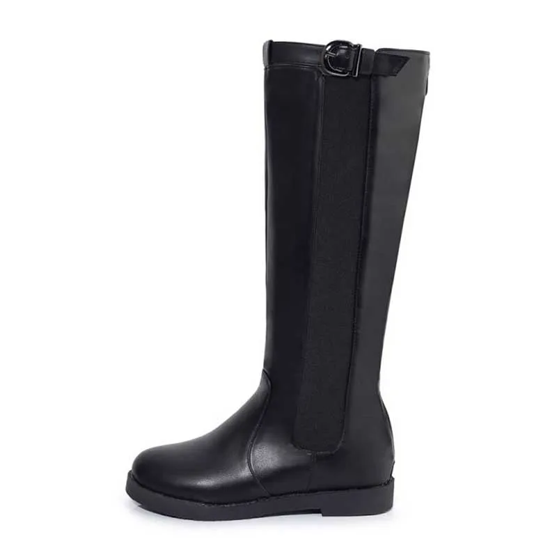Taoffen Women Retro Knee High Boots Winter Fur Keep Warm Motorcycle Boots Punk Sexy Brand Shoes Women Footwear Size 32-43
