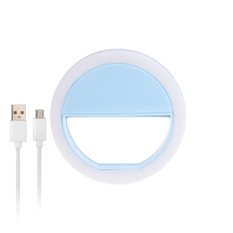 blue Телефонный кольцевой свет селфи светодиодный кольцевой вспышки для iPhone xr samsung Galaxy a50 a70 s10 huawei P30 Объектив Телефона obiektyw do telefonu - Цвет: blue