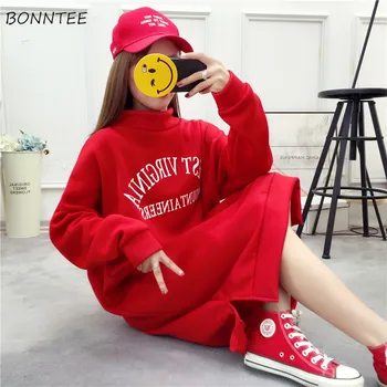 

Hoodies Women Thicker Plus Velvet Warm Letter Printed Loose Harajuku Pullovers Womens Long Korean Style Ulzzang Chic Sweatshirts