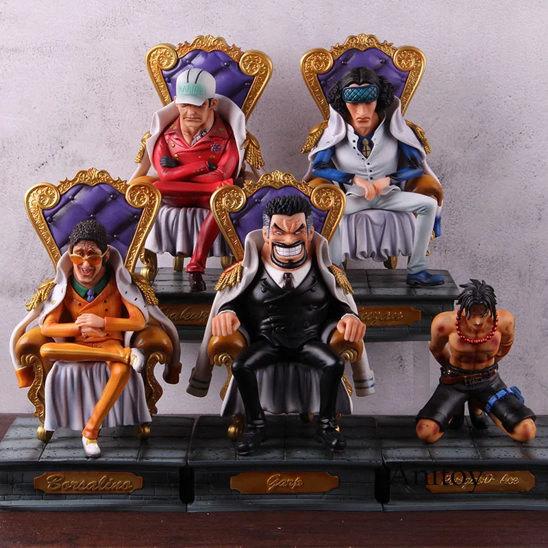 

Anime One Piece Sitting Ver. GK Statue Sengoku Kuzan Issho Garp Borsalino Sakazuki Ryokugyu Ace Figure PVC Collectible Model Toy