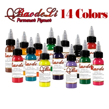 

14 colour profession tattoo ink set 30ml/ bottle permanent makeup art pigmentcosmetic tattoo paint for eyebrow eyeliner lip body