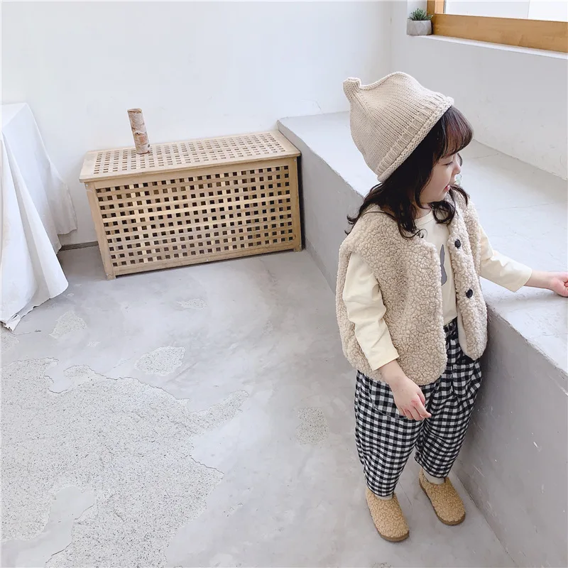 Children's Vest Autumn Girls Korean Warm Sweater Vest Girls Vest Kids Fur Vest Baby Boy Vest