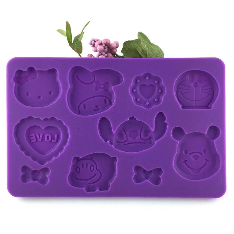 New Cartoon Bunny Cat Bear Silicone Mould Fondant Tools DIY Chocolate Birthday Decors Cookie Mold Cake Embossing Printing Tool