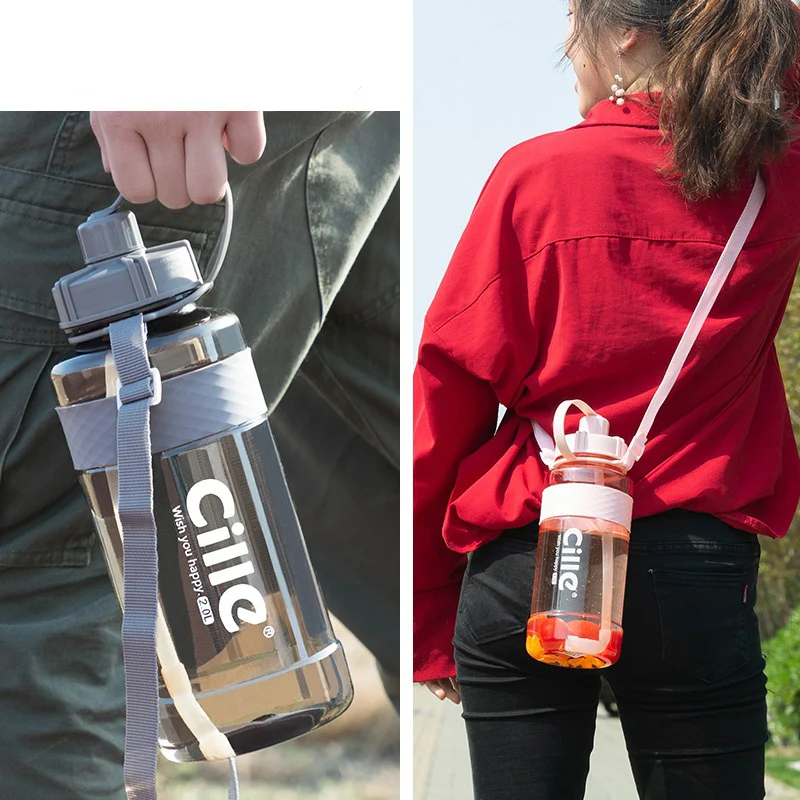 2020 Новая Спортивная бутылка для воды BPA бесплатно питьевой с соломой 1L 2L