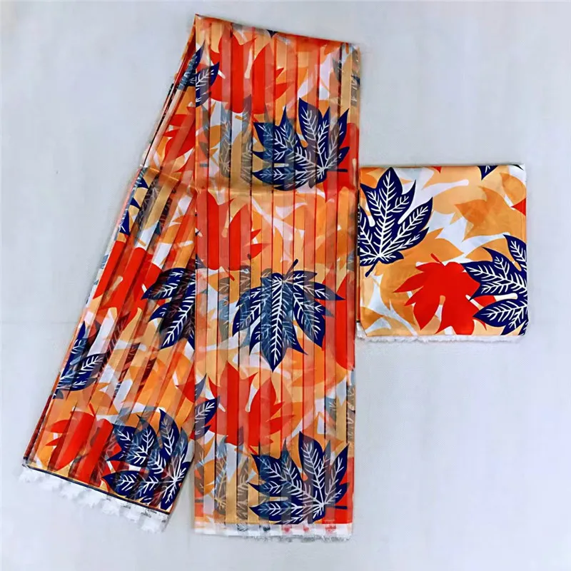 

Hot selling 4Y ORGANZA+2Y Ribbon material colorfast Nigrian design African wax pattern satin silk fabric TJ102508