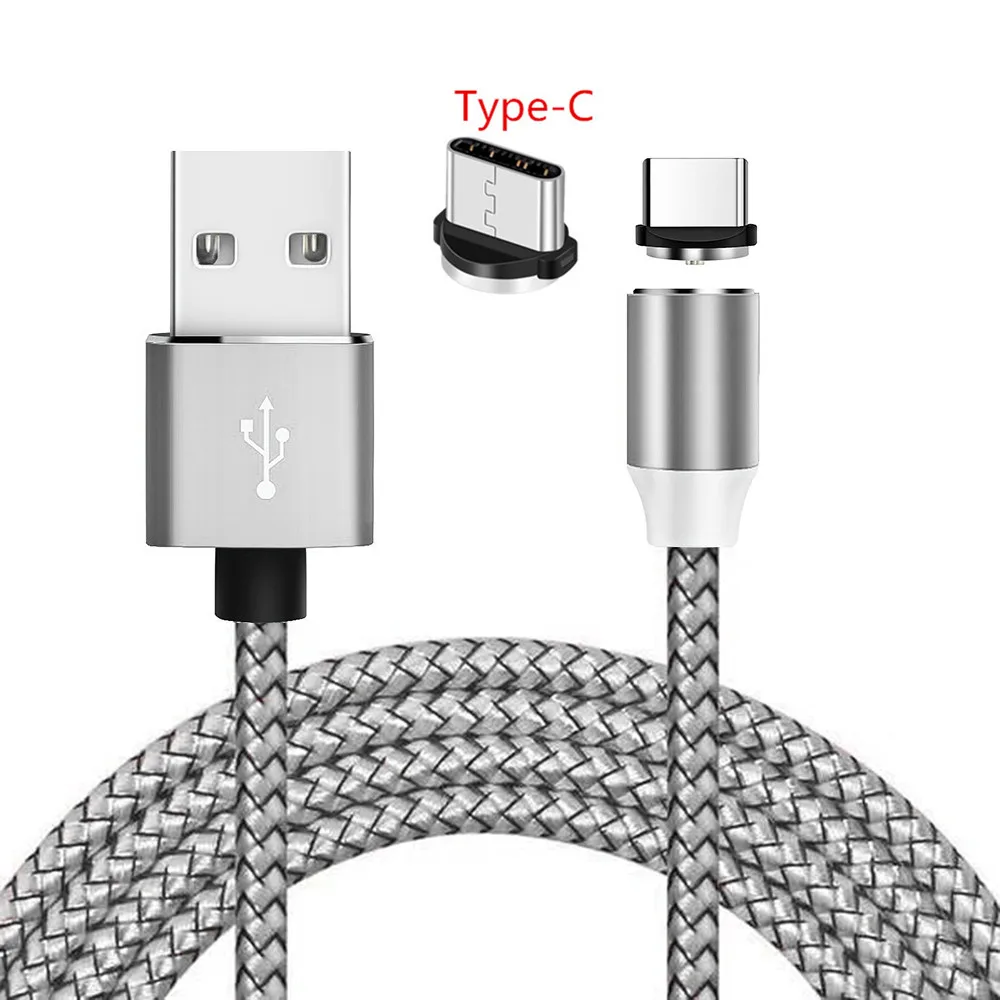 Магнитный кабель type C QC 3,0 USB быстрое автомобильное зарядное устройство для samsung galaxy A5 A7 A50 A20E S9 Leagoo S8 Pro Oppo Reno Z Realme X - Тип штекера: Only White 1M Cable