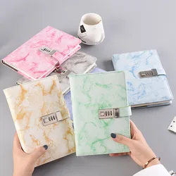 Carnet de notes en cuir épais avec Code de verrouillage, 100 feuilles de mot de passe Texture marbre, pour journal intime, fournitures scolaires et de bureau, cadeau, nouveau 