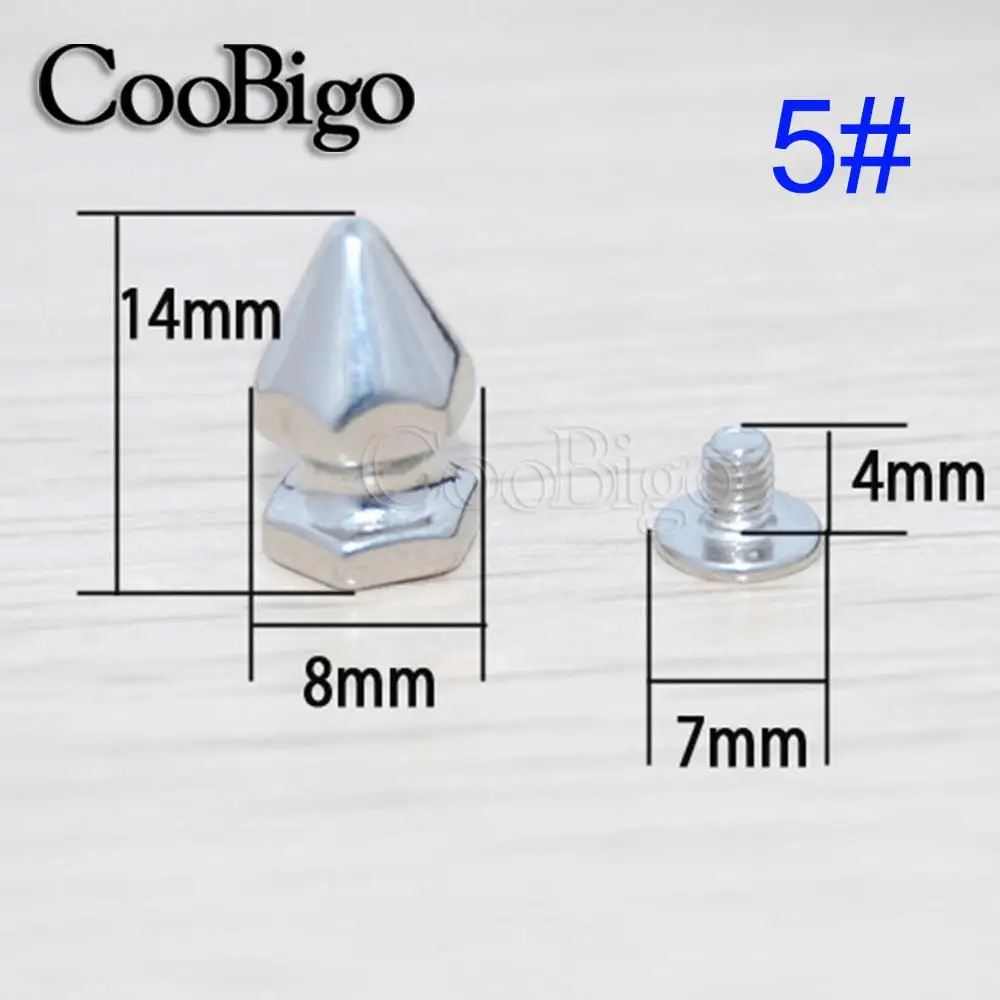 20set Cone Studs Screwback Spikes Rivet Punk 8mm~33.5mm Garment Rivets For Clothes Bag Shoes Leather DIY Craft Accessories - Цвет: 5