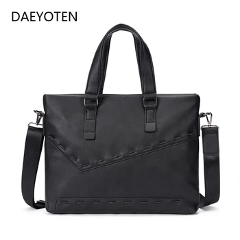 

DAEYOTEN Fashion Men Business Handbag Soft Leather Shoulder Messenger Bag Simple Men's Briefcase Bag Computer Hand Bags ZM0734
