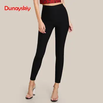 

Dunayskiy Black Women Pants Skinny High Elastic Waist Slim Pencil Pants Trousers For Female Basic Stretched Casual Femme Clothes