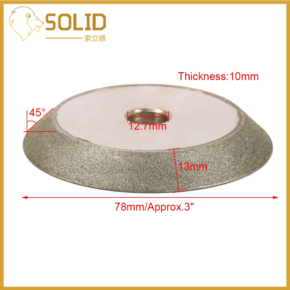 Алмазный шлифовальный круг 78x12,7x10 мм Grit150 резак шлифовальный диск для шлифовки абразивного режущего инструмента угол 45 градусов