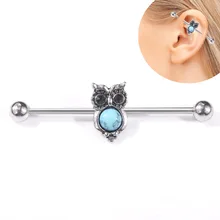 1 шт. модный серебряный Сова ушной штанга фабричного производства строительные леса бар штанга пирсинга хрящей украшение-серьга для тела спираль