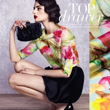 Принт шелковая органза атласная ткань 135 см ширина 14momme