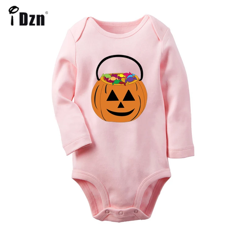 И надписью "Happy Halloween" злые Тыква мультфильм замок для новорожденных боди для новорожденных с капюшоном, длинный рукав, Комбинезоны комбинезон одежда из хлопка - Цвет: JbBaby1140PC