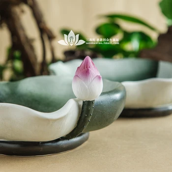 

Buddhist supplies Served with ceramics for Buddha fruit plate, encrusted plate, stoneware, hand-painted embossed lotus plate