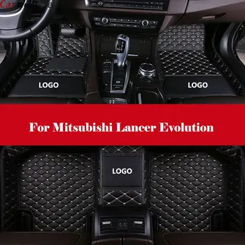 

car floor mat Leather Automotive interior Double layer Carpet protect mat with Logo For Mitsubishi Lancer Evolution