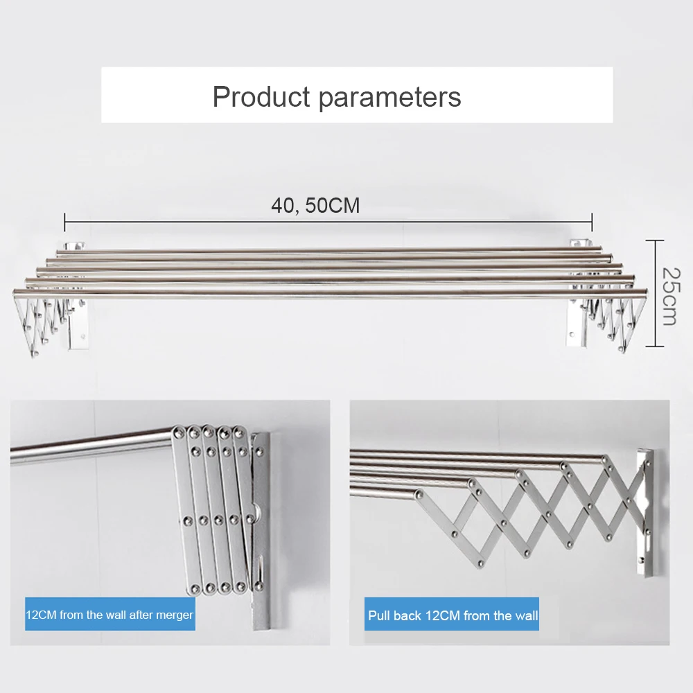 Details about   Wall Mount Drying Rack Space Saver Clothes Line Large Laundry Folding Adjustable 