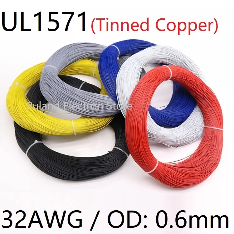 

UL1571 Electronic Wire 32AWG OD 0.6mm PVC Insulated OFC Tinned Copper Conductor Cable Household LED Line Environmental Colorful