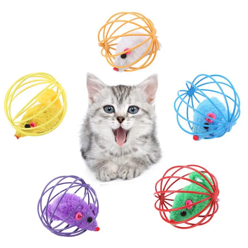 Cat Interactive Toy Scratch Ball Simulated Mouse Rat Mice Cage Colorful Kitten Teaser Toys Pet Supplies | Дом и сад