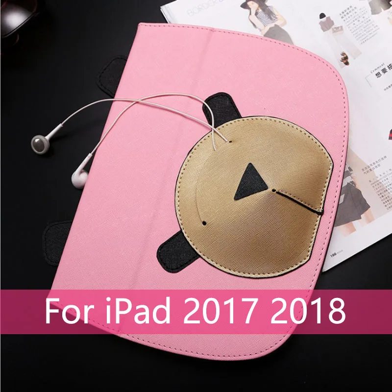 Розовый Для iPad Air 2 1 чехол медведь мультфильм планшет PU кожаный чехол Авто Пробуждение сна Флип Стенд смарт-чехол для iPad чехол - Цвет: Розовый