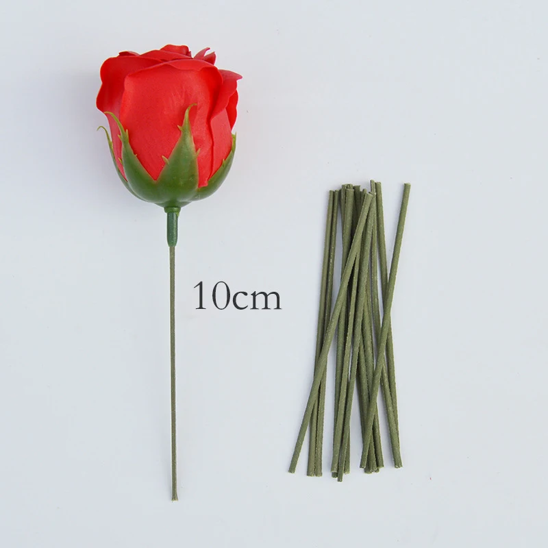10cm 25 шт./лот, стаб для цветов, стебли, бумага/зеленая Цветочная лента, железная проволока, искусственные стабы для цветов, стеблей, ремесло, Декор, мыло, держащий цветы, стебель - Цвет: 10cm