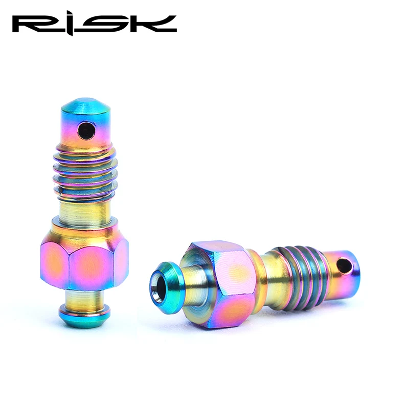 rainbow Risk 2 шт. M6 титановый сплав MTB велосипед гидравлический дисковый тормоз выхлопные велосипедные болты тормозной зажим смазки и кровотечения винт 2 цвета - Цвет: rainbow