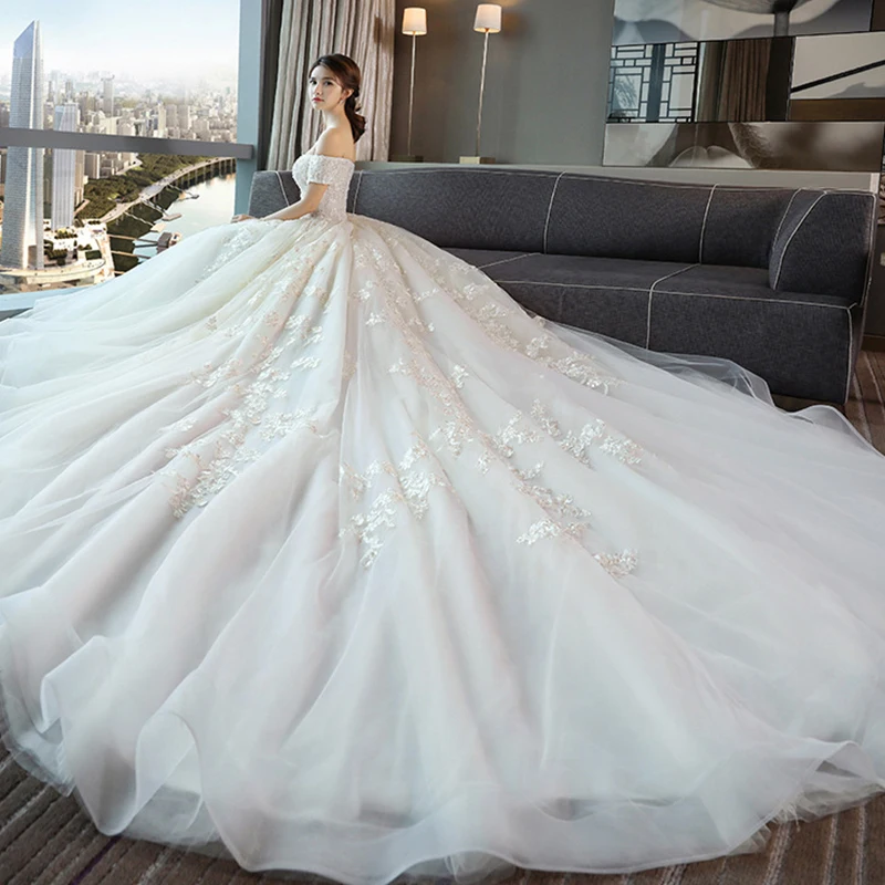 Alilove Ball Gown/Off Shoulder/Backless/White/Simple/New/Style/Sexy/Bridal Wedding Dress With Sleeves/Lace/Direct/Women/Luxury | Свадьбы и