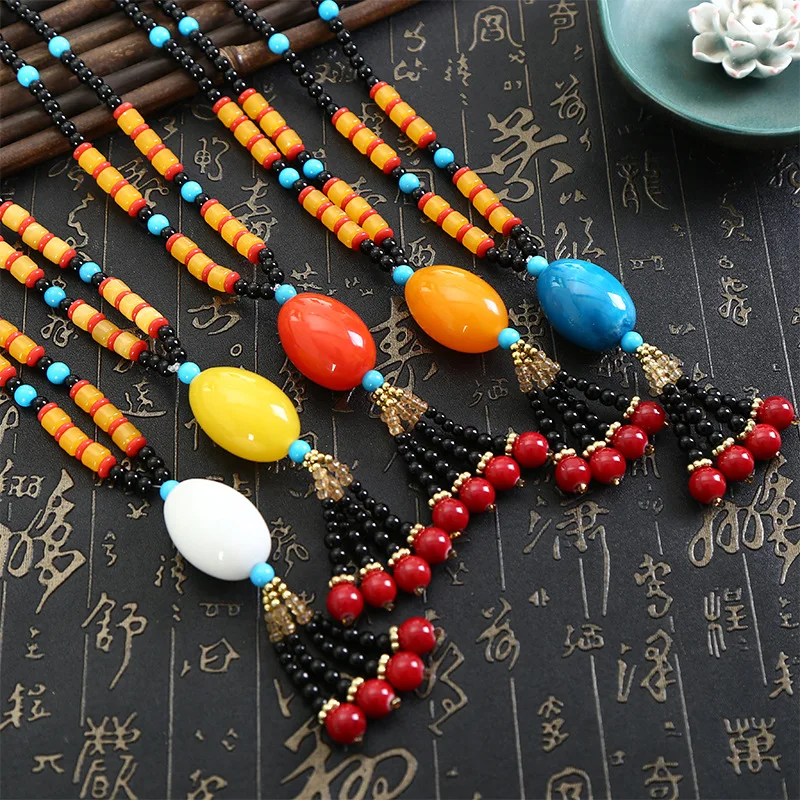 Women Lady Vintage Long Pendant Necklace Handmade Ethnic Beads Sweater Chain Jewelry | Украшения и аксессуары