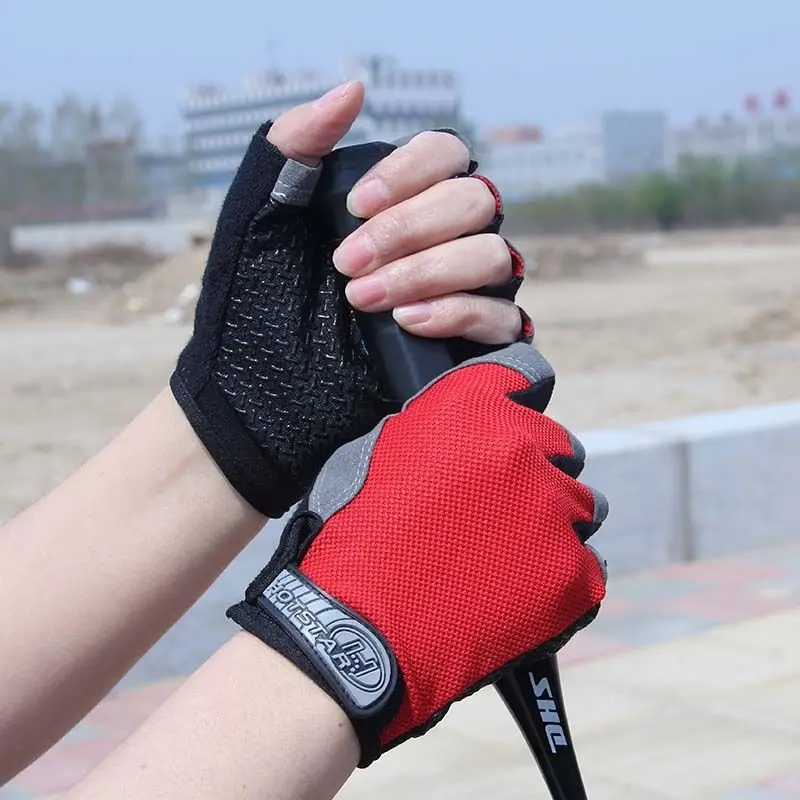 Мужские Женские Спортивные Перчатки для фитнеса, спорта на открытом воздухе, с открытыми пальцами Гелевые перчатки для тяжелой атлетики, бодибилдинга, тренировок для бега - Цвет: Red