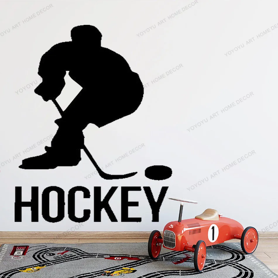 Front Hockey Player Vinyl Wall Stickers Sport Removable Decal Home Decor Room Sports Boys Perfect Quality yw-16 | Дом и сад