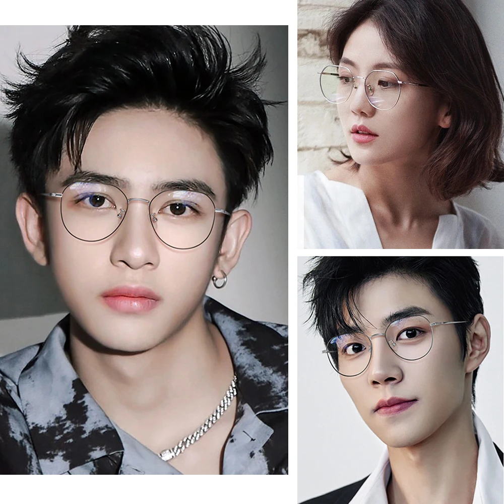 Metal Round Anti Blue Light Glasses Women Men Classic Square Eyeglasses Frames Transparent Computer Glasses Oculos Feminino