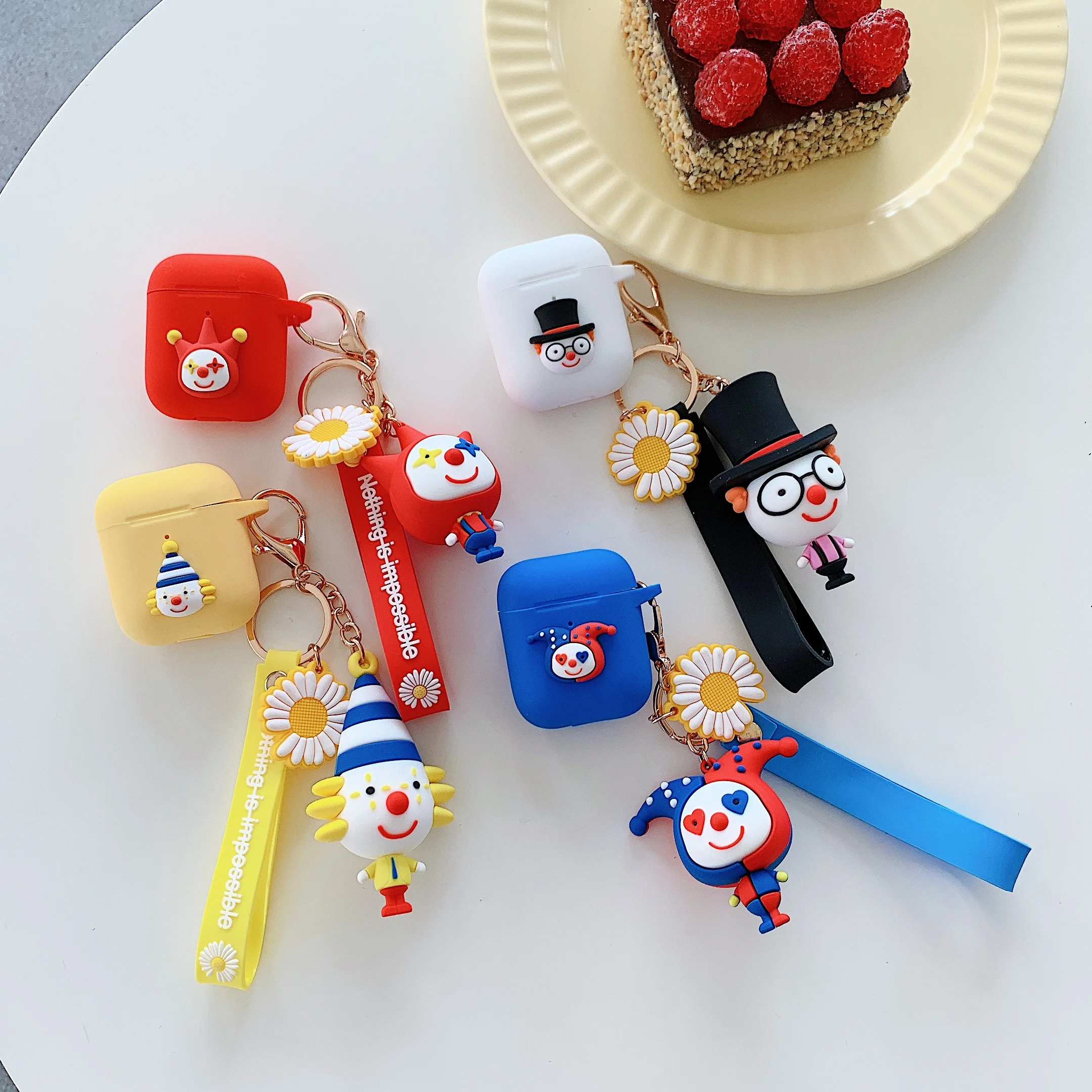 

Cute Earphone Case For AirPods 1 2 Case Cartoon clown Cover For Apple AirPod Pro 3 Bags Protect Case with keychain Carabine Hook