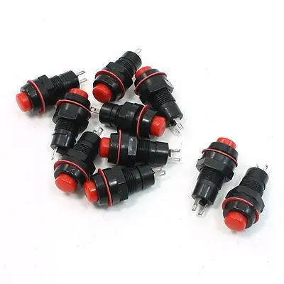 

10 Pcs AC 250V 1A 125V 3A 2 Pin Round Momentary Push Button Switch Red