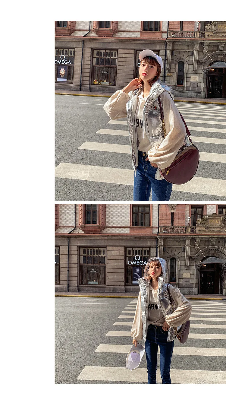 Photo Shoot New Style Waistcoat Thin down Jacket Cotton-padded Clothes Women's Korean-style Short Loose Sleeveless Vest Coa